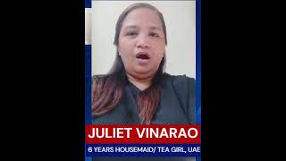 JULIET GAZZINGAN VINARAO  Filipino housemaid  housemaids nanny maids [upl. by Yhtuv611]