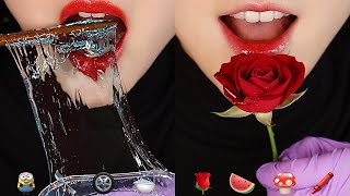 EMOJI FOOD CHALLENGE ASMR EDIBLE ROSE BUBBLE JELLY MUKBANG 🌹 [upl. by Nolahc]