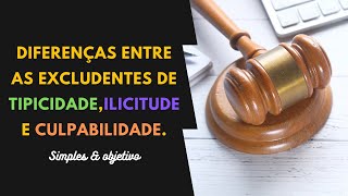 Diferença entre as excludentes do Direito Penal Tipicidade Ilicitude e Culpabilidade [upl. by Ahsakal997]