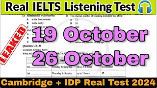 19 October 26 October 2024 IELTS Listening Practice Test With Answer  Real IELTS Listening Test [upl. by Enamrej]