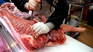 How to butcher a pig  Best Pig cutting skills  korean street food [upl. by Trofmoc]