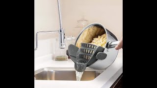 Kitchen Gizmo Snap N Strain Silicone Pasta Strainer Clip On for Pots and Pans Heat Res [upl. by Elena]