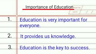 Essay on Importance of education  Essay  10 Lines Essay on Importance of Education In English [upl. by Michaeu531]