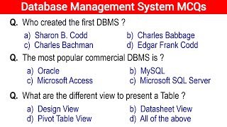 Top 100 Database Management System MCQs [upl. by Anitnahs]