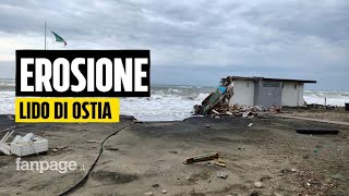 Le devastanti immagini del Lido di Ostia dopo le recenti mareggiate quotAddio a 60 metri di spiaggiaquot [upl. by Dnomyar]