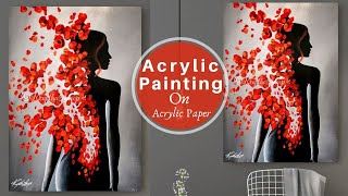 step by step acrylic painting on an acrylic paper Impressionist painting Lady in the Dark  BLACK [upl. by Farant297]