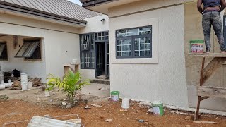 BUILDING IN GHANA  SITE UPDATE  EPISODE 7  GRAFFIATO PAINTING [upl. by Johannah]