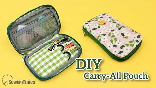 DIY CarryAll Pouch  How to make a zip around Pencil Case sewingtimes [upl. by Tatman]