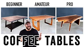 3 LEVELS of Coffee Tables DIY to PRO Build [upl. by Enaenaj]