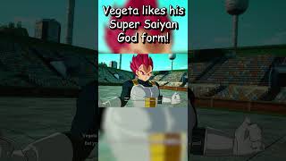 VEGETA LIKES HIS SUPER SAIYAN GOD FORM IN DRAGONBALL SPARKING ZERO shorts dragonball [upl. by Haliak590]