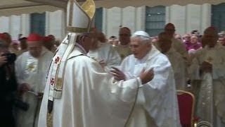 Two popes preside over dual sainthood ceremony [upl. by Agan]