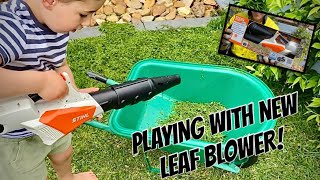 STIHL Battery Operated Leaf Blower for Kids  Fun in the Garden [upl. by Patrizio809]