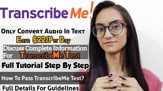 TranscribeMe Earn Rs500 Per Hour How To Pass TRANSCRIBEME Exam2021 Full Tutorial Step By Step [upl. by Odnama]