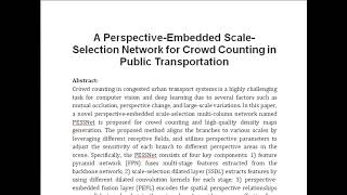 A Perspective Embedded Scale Selection Network for Crowd Counting in Public Transportation [upl. by Rehpretsirhc]