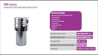 IHP series  STAINLESS STEEL HIGH PRESSURE FILTERS by OMEGA AIR [upl. by Ondrej]