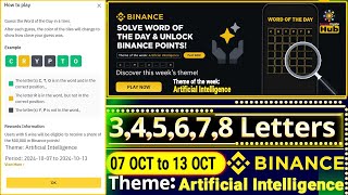 Artificial Intelligence Theme  Binance Word Of The Day  Word of the day answer today  All Letters [upl. by Siravrat677]