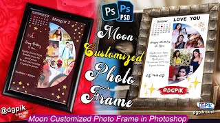 Moon Customized Photo Frame in Photoshop with Free PSD Files [upl. by Annayd]