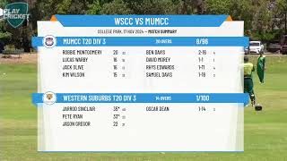 Western Suburbs T20 Div 3 v MUMCC T20 Div 3 [upl. by Siramaj]