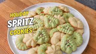 Spritz Cookies  Jessica Rosetti  HOLIDAY COOKIE RECIPE  STEP BY STEP INSTRUCTIONS [upl. by Aicitan]