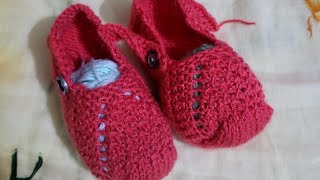 how to knit booties for babies  shoes knitting design for baby  baby Socks tutorial [upl. by Ahsaeym]