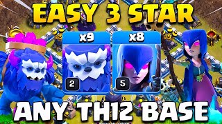 Easy 3 Star  Th12 Yeti Witch Attack Strategy  Best Ground Attack Th12 War Strategy  Th12 Attack [upl. by Aicener195]