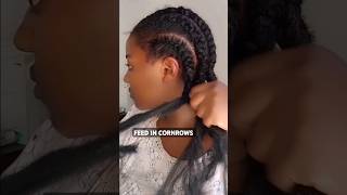 FEED IN CORNROWS with curly ends Using Brazilian wool cornrow hairtutorials shortvideo [upl. by Maclaine618]