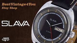 Review handson of Slava Unique Soviet Mens Watch With 26 Jewels Movement From 70s [upl. by Landing353]