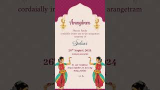 Arangetram Ceremony Invitation Video  AI1254 [upl. by Vacla]