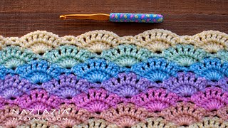 How to Crochet Large Shell Stitch Pattern for a Blanket Scarf and More by Naztazia [upl. by Saffier46]