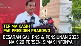 BESARAN GAJI PNS amp PENSIUNAN 2025NAIK 20 PERSEN SIMAK INFONYA [upl. by Nnaeerb]