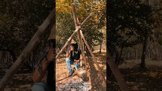 Bushcraft trick  simple fire for camping camping bushcraft survival asmr shorts fire tricks [upl. by Groh]