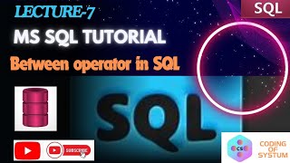 Between operator in SQL  Full SQL tutorial  For Data Analytics  sql mssql [upl. by Kellene]