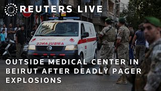 LIVE Outside Beirut medical center after pager explosions kill Hezbollah fighters [upl. by Gnuj798]