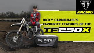 Ricky Carmichaels favourite features of the NEW Triumph TF 250X [upl. by Ahtnams]