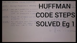 Huffman coding Steps Solved Example 1 Digital Communication HINDI [upl. by Trubow]