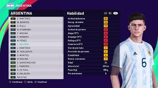 Pes21 VALORACIÓN Y STATS ACTUALIZADOS SELECCIÓN ARGENTINA arqueros y defensores [upl. by Kip]