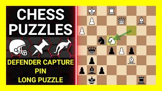 Chess Puzzles to Practice Themes Capture the defender Pin Long puzzle Learn Chess [upl. by Wyon]