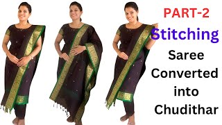 Convert Saree into Simple Kurti and PantChudithar Cutting and Stitching for Beginners Easy method [upl. by Welsh]