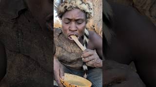 Hadza boy enjoying his favorite breakfast middle of nowhere ‼️😋food hadzabetribe africa [upl. by Claudine]