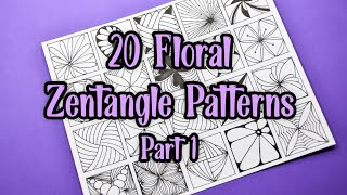 20 Florals Zentangle Patterns  Part 1  Zentangle Flowers  Easy Drawing [upl. by Alysia]