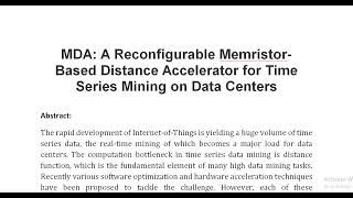 MDA A Reconfigurable Memristor Based Distance Accelerator for Time Series Mining on Data Centers [upl. by Ardnoed]