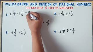 Multiplication and Division of Rational Numbers  Fractions amp Mixed Numbers  Grade 7  MC [upl. by Ainotal]