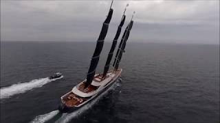 Oceanco 106m 347′10″ Black Pearl having sea trials with her sails set [upl. by Charin]