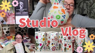 Studio Vlog ✿ small business making pressed flower vases  working through etsy orders [upl. by Adnovahs]