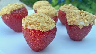 STRAWBERRY CHEESECAKE BITES  Super Easy NO BAKE Dessert Recipe [upl. by Kristofer493]