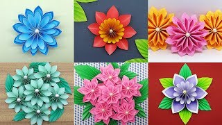 Best 6 Easy Paper Flowers Tutorial  DIY Paper Flower Crafts [upl. by Caia]