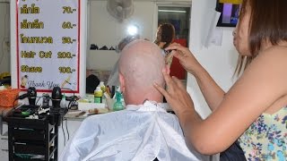 Shaved head by sexy barberette [upl. by Laval]