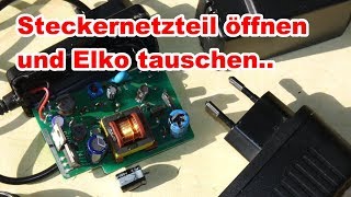 Steckernetzteil Gehäuse öffnen Elko wechseln reparieren Netzteil Reparatur DIY howto [upl. by Ernest]