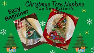 ADORABLE EASY DIY Folded CHRISTMAS TREE NAPKIN Tutorial perfect project for beginner [upl. by Foskett]