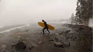 Winter Surfing on Lake Superior During Leap Year Blizzard of 2012 [upl. by Agosto]